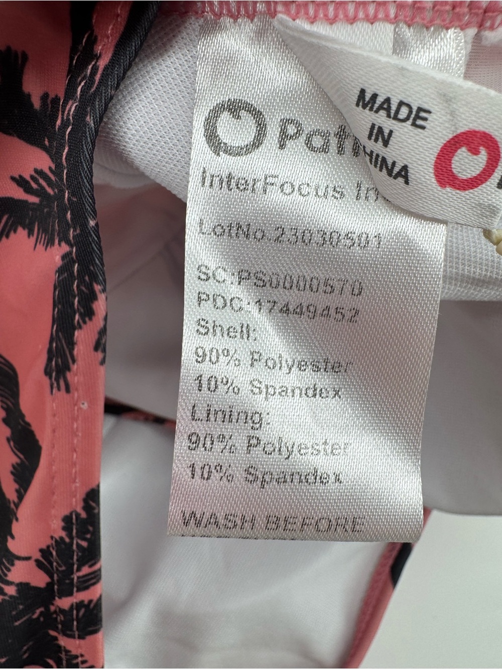 PatPat women’s coral Pink One-Piece Swimsuit Black Palm Print size Large NWT - Picture 5 of 7